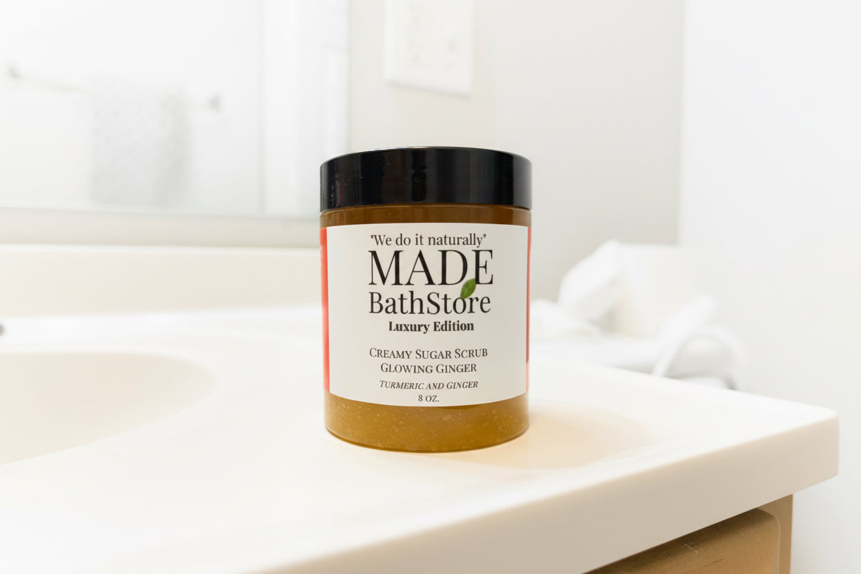 Creamy Turmeric & Ginger Sugar Scrub with Rose Petals